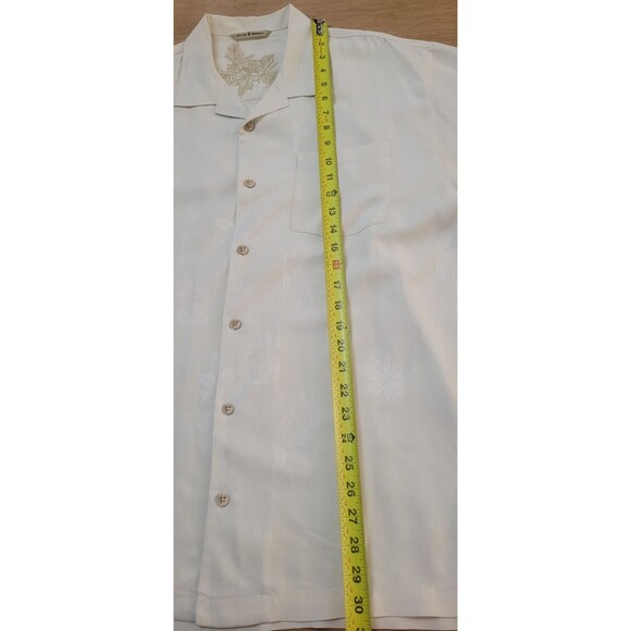 Tommy Bahama Hawaiian Camp Shirt Size XL Men White Silk Shirt Vacation Floral - Picture 11 of 16